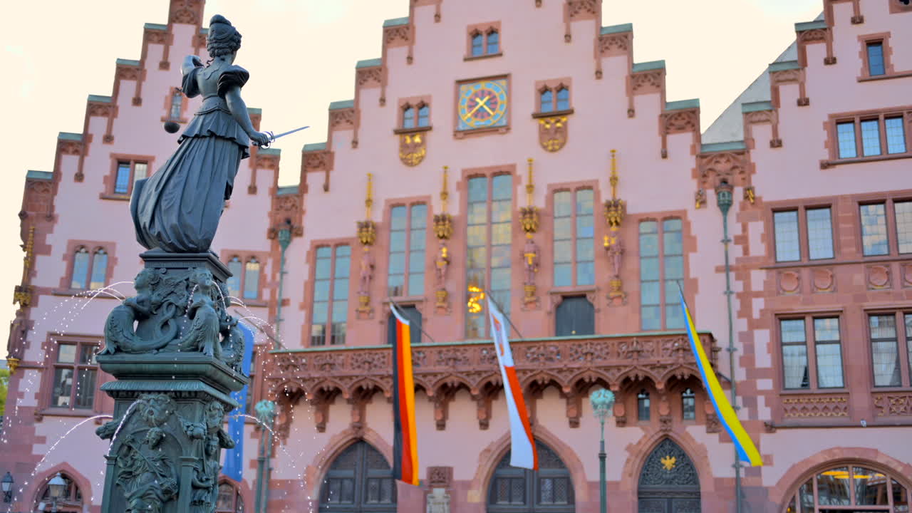 Front view of the Romer medieval building in the Altstadt of Frankfurt am Main, Germany