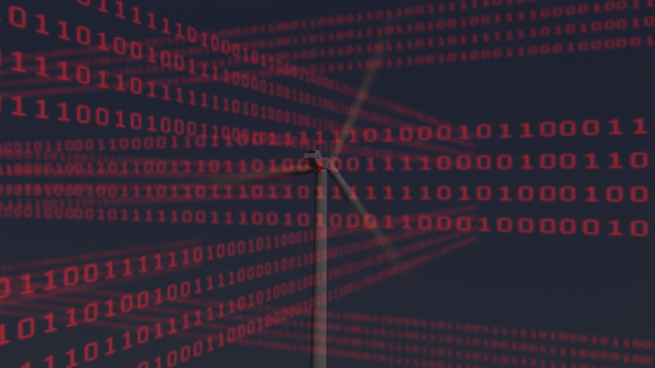 animación del procesamiento de datos sobre la turbina eólica