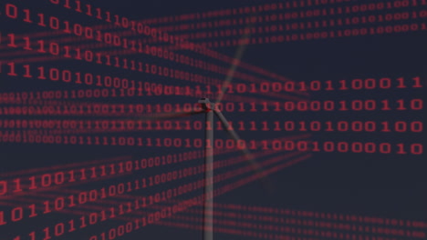 Animation of data processing over wind turbine