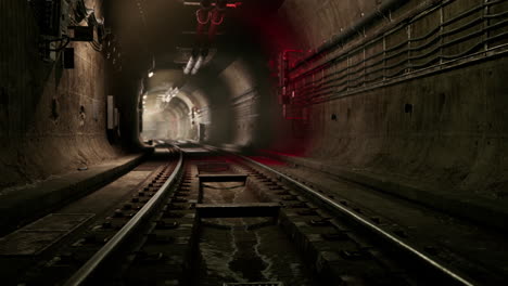 túnel ferroviario vacío cerca de la estación de tren subterráneo