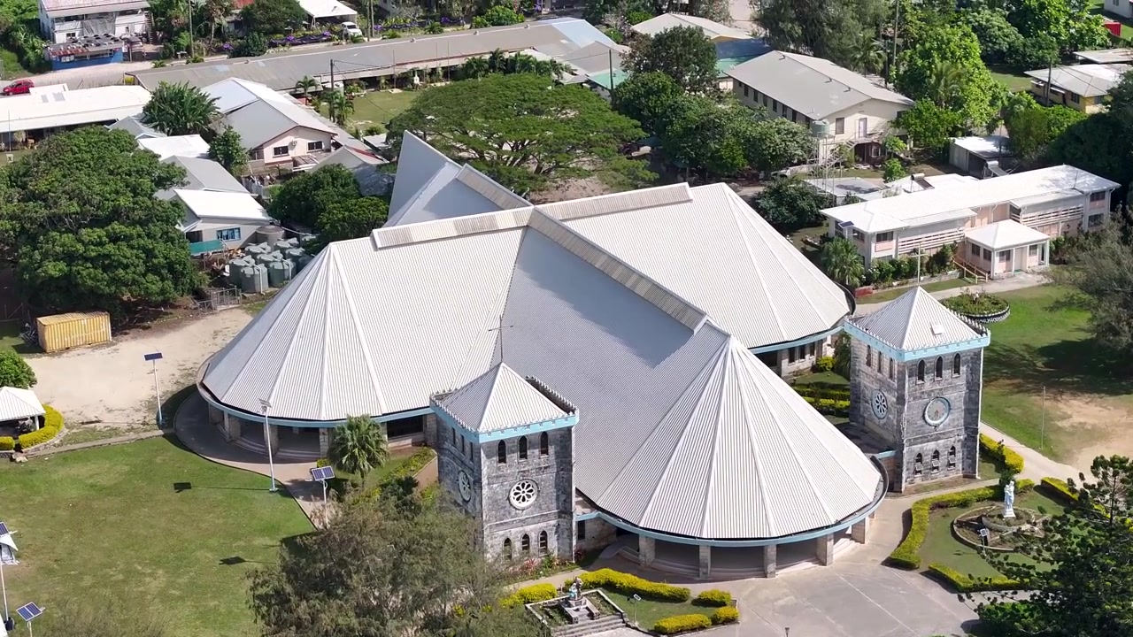 Nukualofa, Tonga'daki Meryem'in Lekesiz Hamileliği Katedrali. Dini yapılar - havadan görünüm