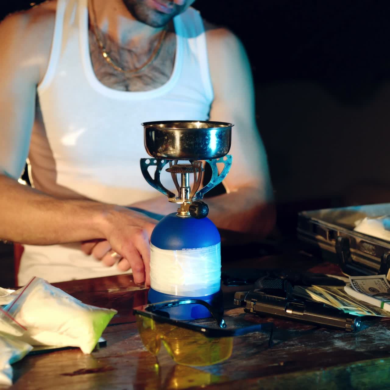 Making drugs. Concept of social problems of drug addiction and crime.