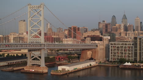 aerial view of downtown philadelphia on a summer morning