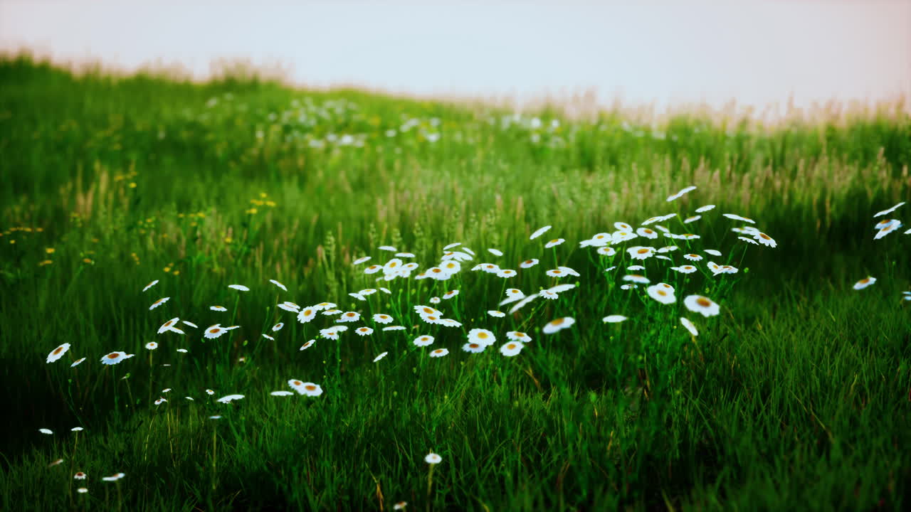 일출 동안 필드에 잔디