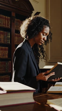woman in a library