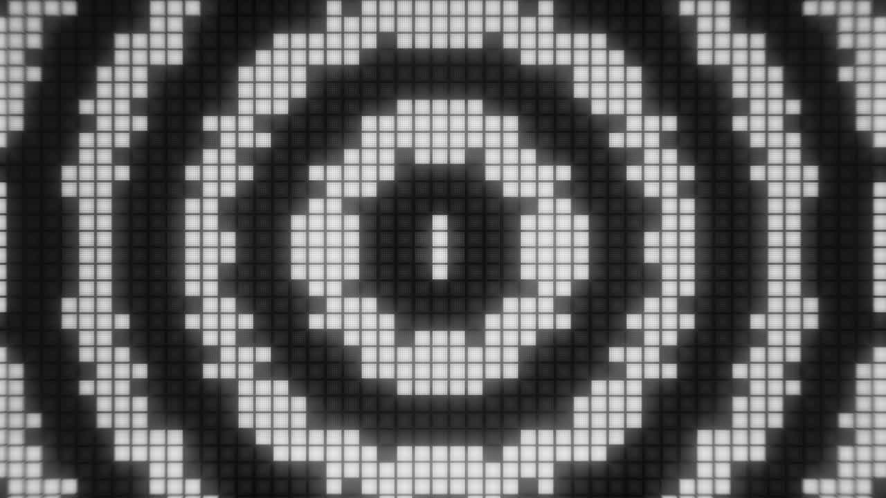 Grade de Pixels Monocromática com Círculos Concêntricos Pulsantes