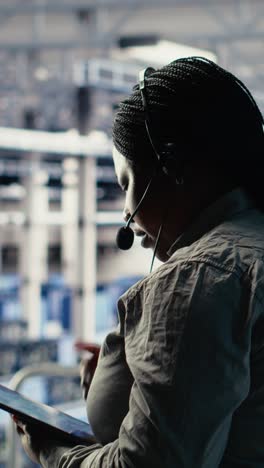 vertical video data center colleagues using artificial intelligence to help customers