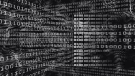 animación del procesamiento de datos sobre un fondo negro