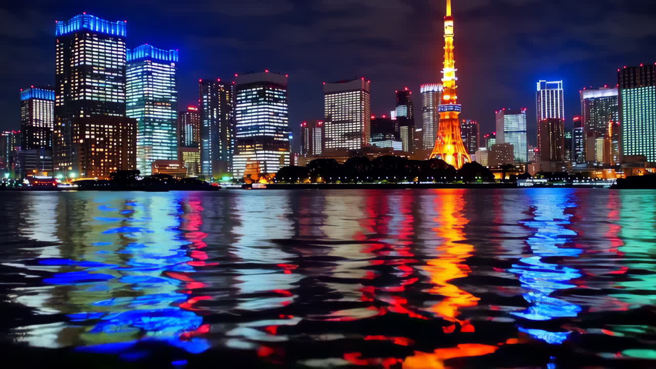 Tokyo Skyline at Night with Reflections