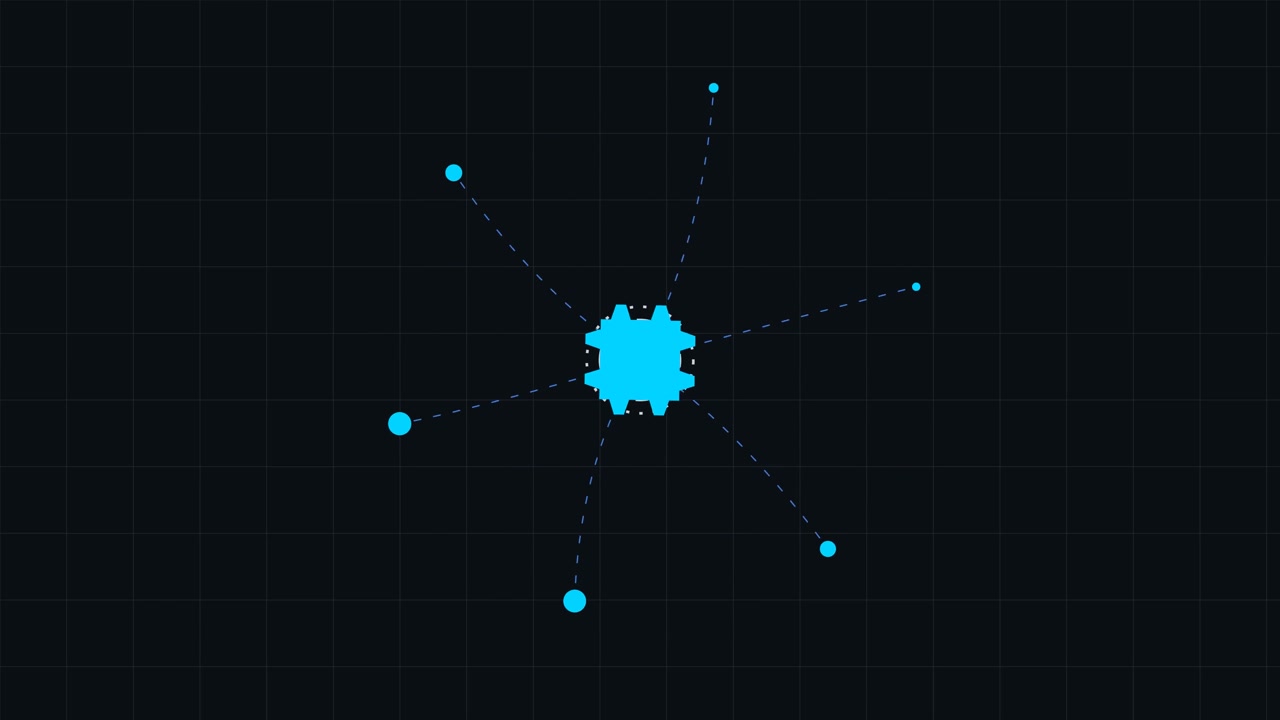 Abstract Digital Network Node Animation with Pulsing Light