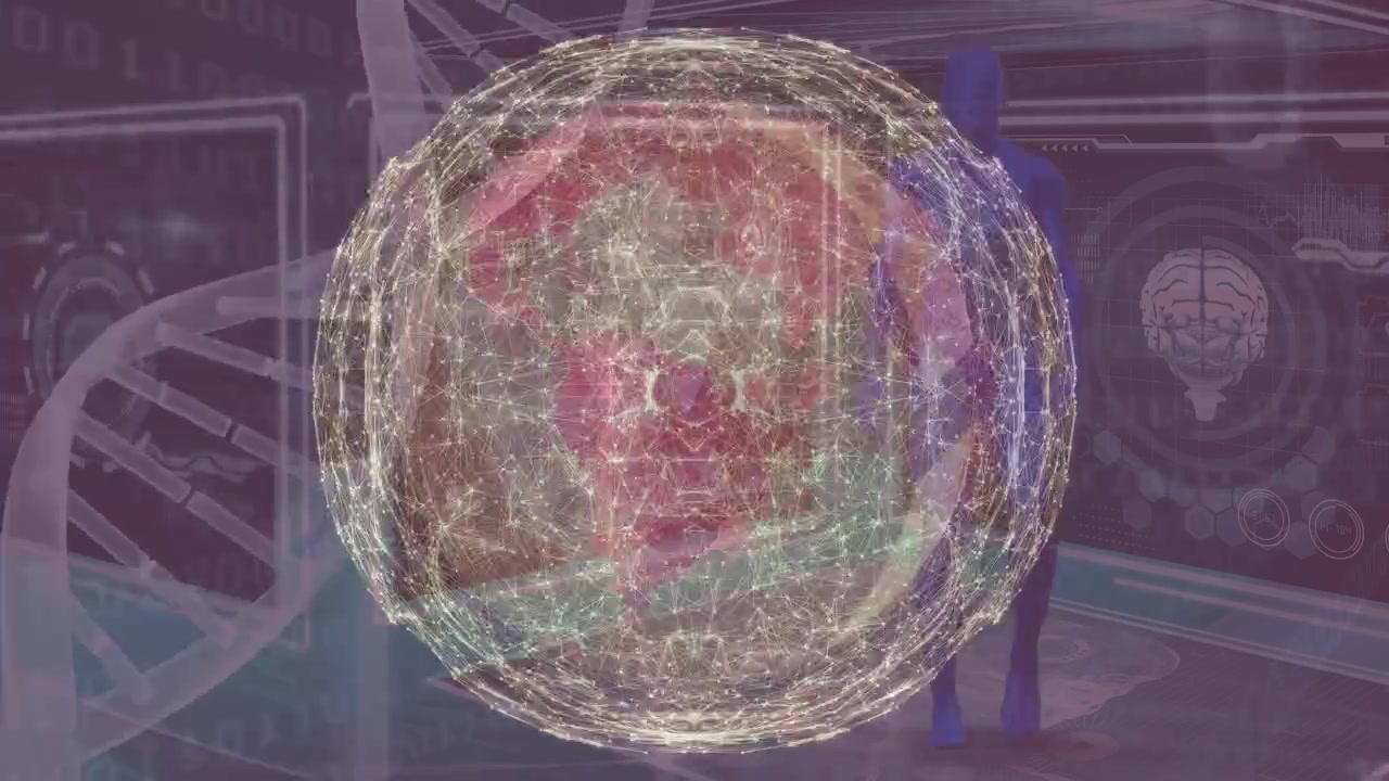 Animación de globo terráqueo sobre procesamiento de datos
