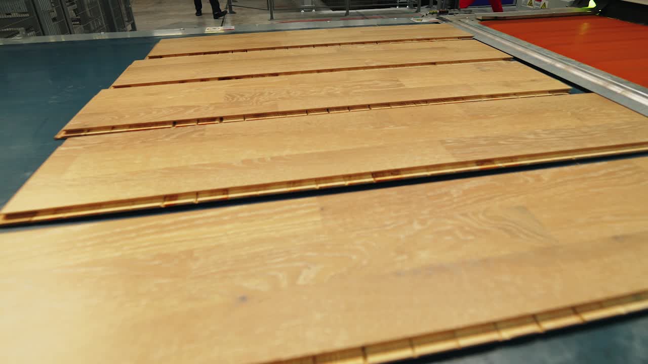 production line on parquet factory
