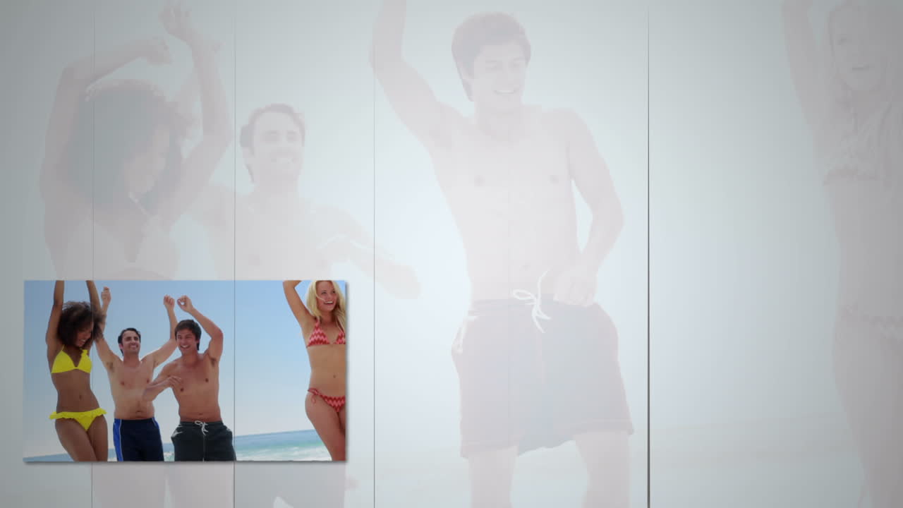 amigos divirtiéndose en la playa.