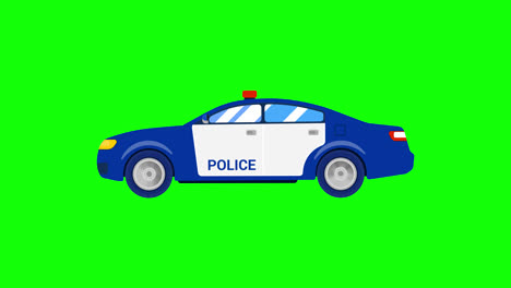 Animación-Del-Icono-Del-Coche-De-Policía.-Animación-En-Bucle-De-Vehículo-Con-Canal-Alfa,-Pantalla-Verde.