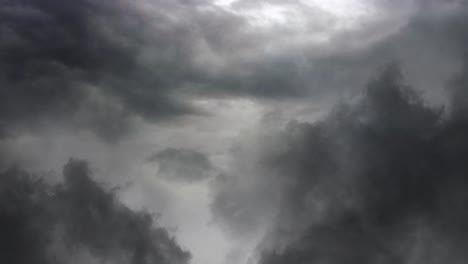 lightning against gray clouds in the sky