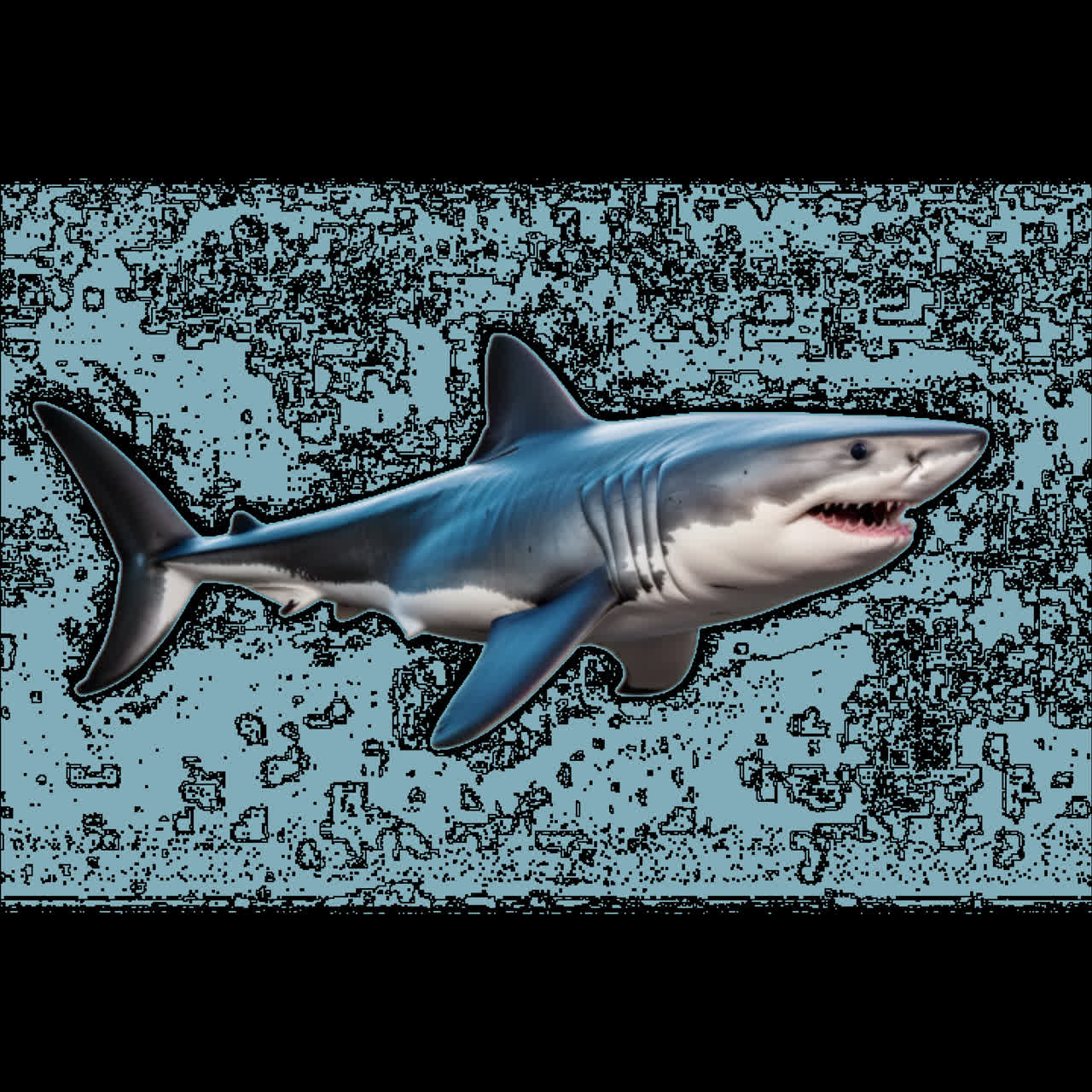 Realistic great white shark illustration animation isolated asset, transparent 4K video, alpha