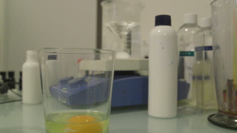 inside a chemistry lab experimenting with eggs