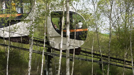 Hwadam-Botanic-Garden-With-Moving-Monorail-Train-Exploring-Tourists-On-Nature-Park-In-Gwangju,-South-Korea