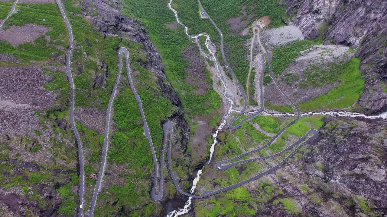 Troll's Path Trollstigen or Trollstigveien winding mountain road.