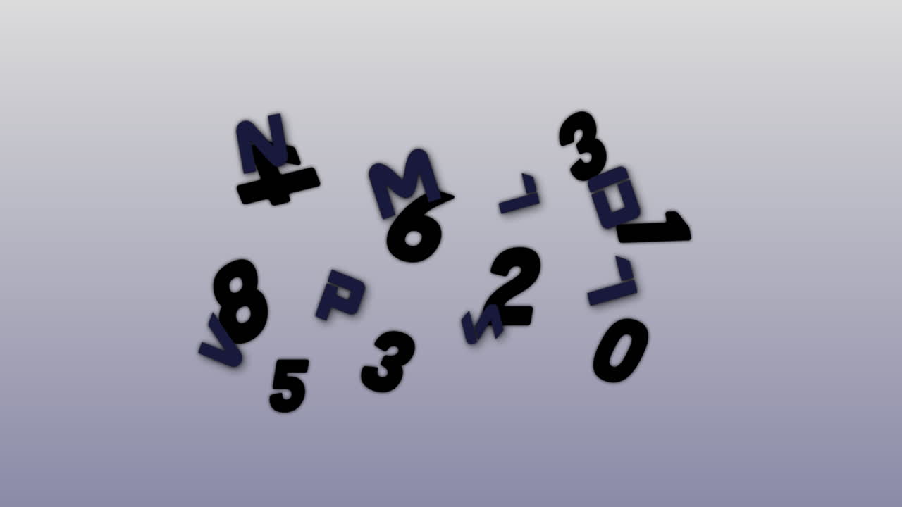 números aleatorios y alfabetos que se mueven y cambian contra un fondo gris