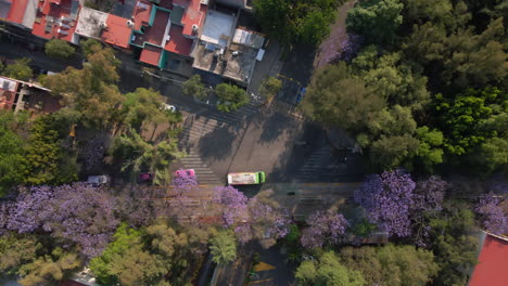 Luftaufnahmen-Von-Oben-Nach-Unten:-Fahrzeuge-Fahren-Im-Verkehr-An-Einer-Straßenkreuzung-In-Der-Hauptstadt-Mexiko-Stadt