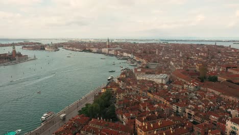 aerial shot over venice italy, beautiful city of venice from above 4k overlooking shot over the whole city of venice italy, itay's most amazing place