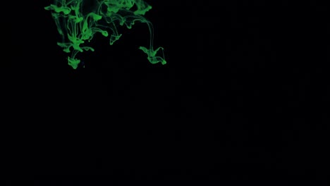 germination particles of glowing colors of green paint.