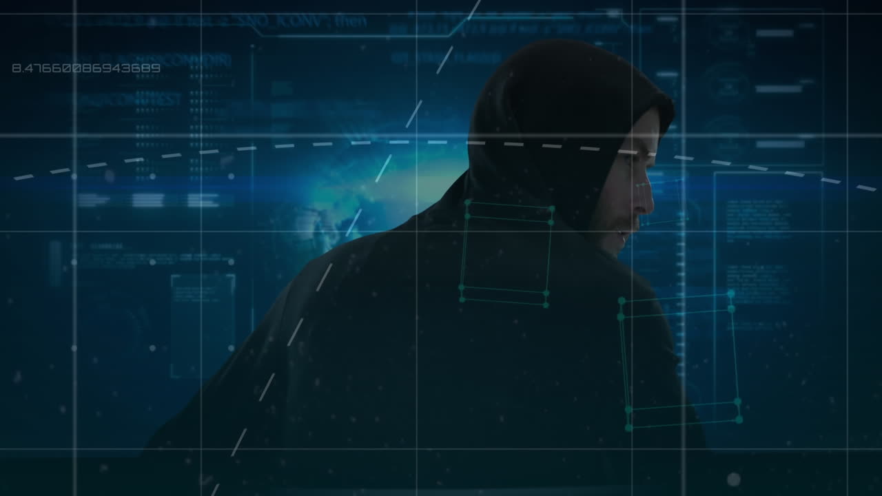 ハッカーによる接続ネットワークのアニメーション