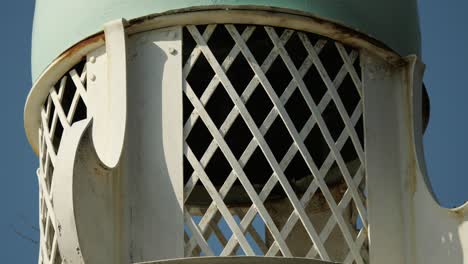 close up view of a small lighthouse in portmeirion, north wales, uk