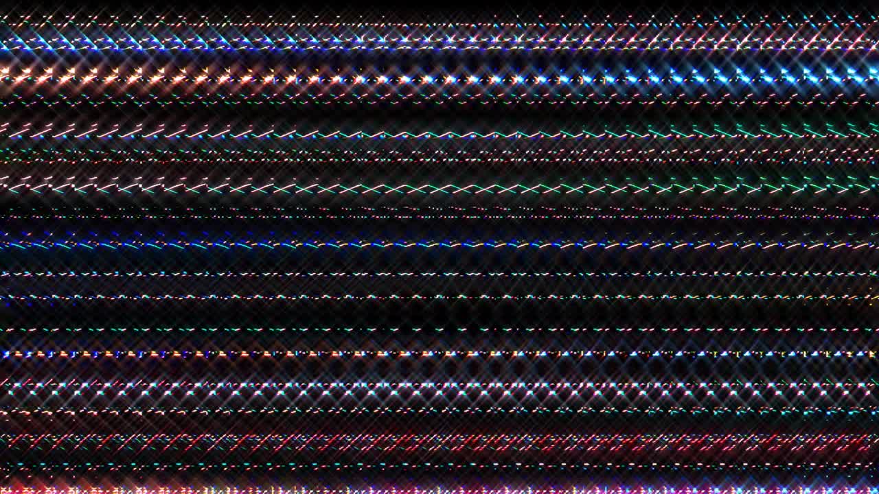 shining bright lines set wave motion, colorful, on black background