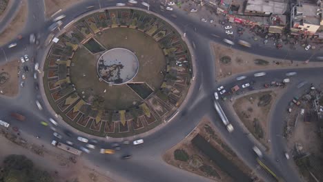 Aerial-time-lapse-or-hyper-lapse-of-moving-cars-at-traffic-circle