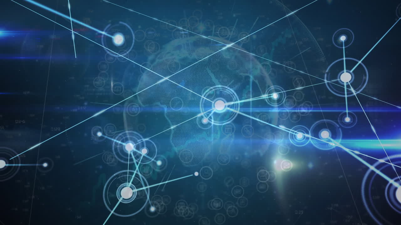 animación de la red de conexiones y el globo sobre fondo negro