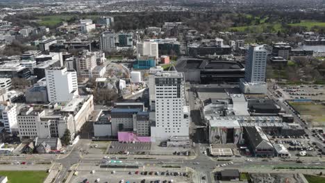 Aerial-of-Christchurch-downtown-and-Cathedral-restoration-after-earthquake