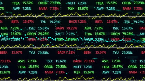 animation of stock market data processing against black background