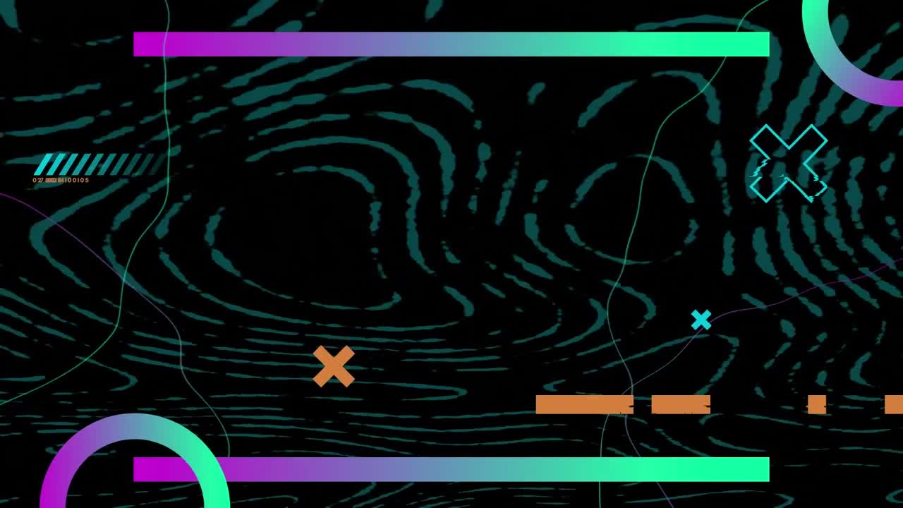 Animation of moving shapes over black background