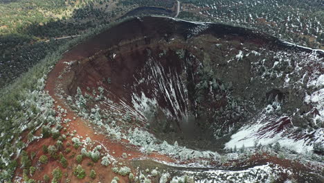 aerial view of bandera volcano caldera at winter, new mexico usa, drone shot