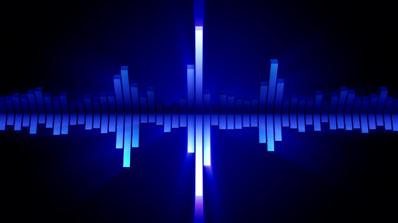 블루 웨이브 애니메이션: 이라이저의 사운드 웨이브, 스 뮤직 플레이어, 미래의 디지털 사운드 와이브 컨셉, 루프 배경