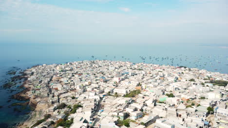 Aerial-view-over-little-town-over-populated-of-Phan-Ri-in-south-Vietnam