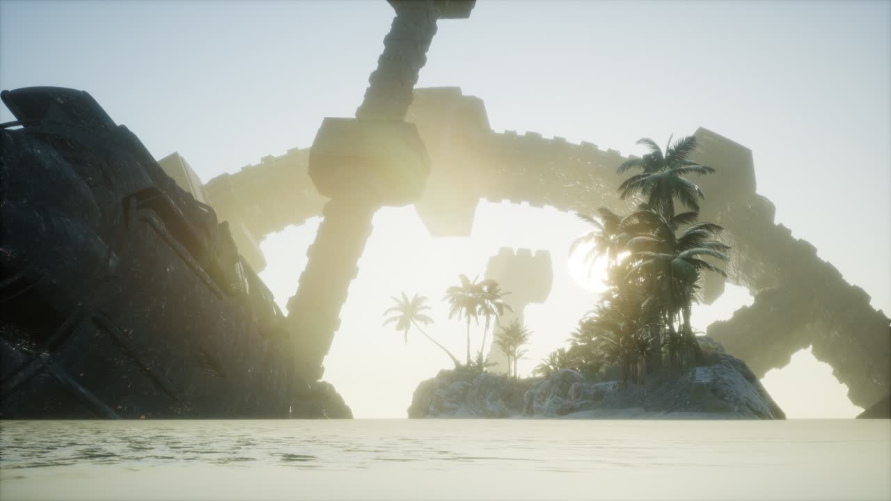 ufo가 열대 섬 근처의 바다에 추락했습니다.