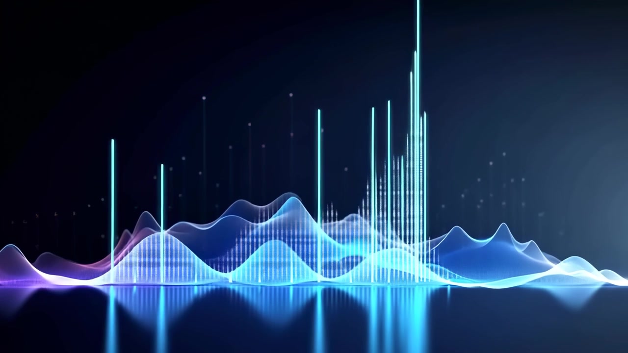 Dynamic Abstract Digital Waves with Glowing Equalizer Lines
