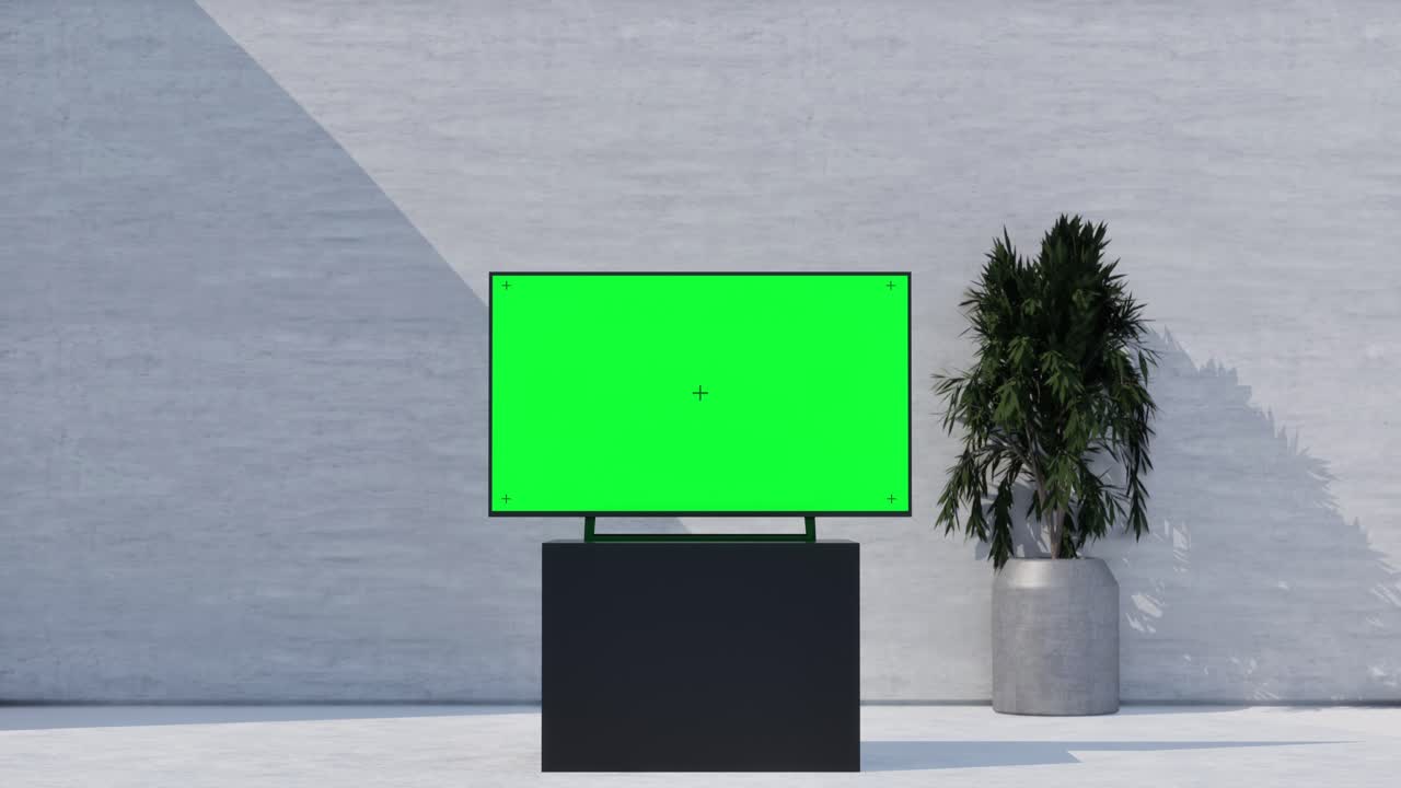 Green Screen Tv Display In A Minimalist Setting