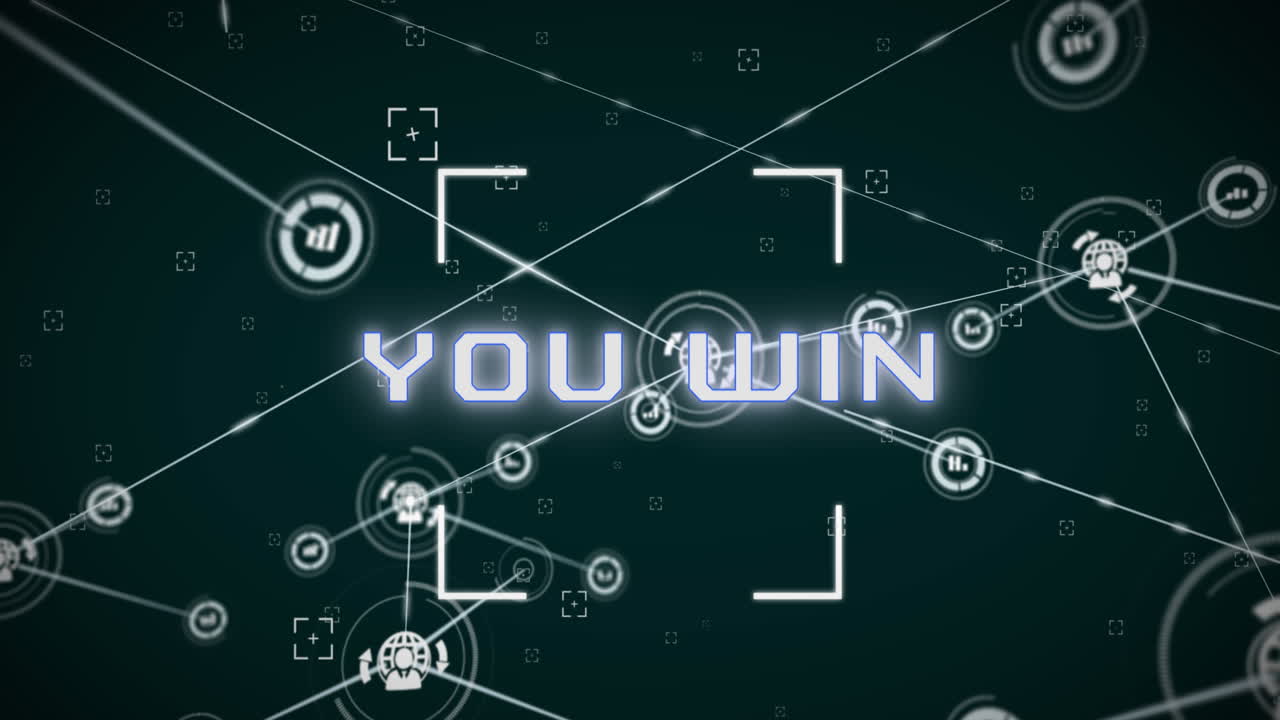 지구와 그래프 아이콘으로 연결된 사람보다 텍스트를 이기는 뷰파인더의 애니메이션