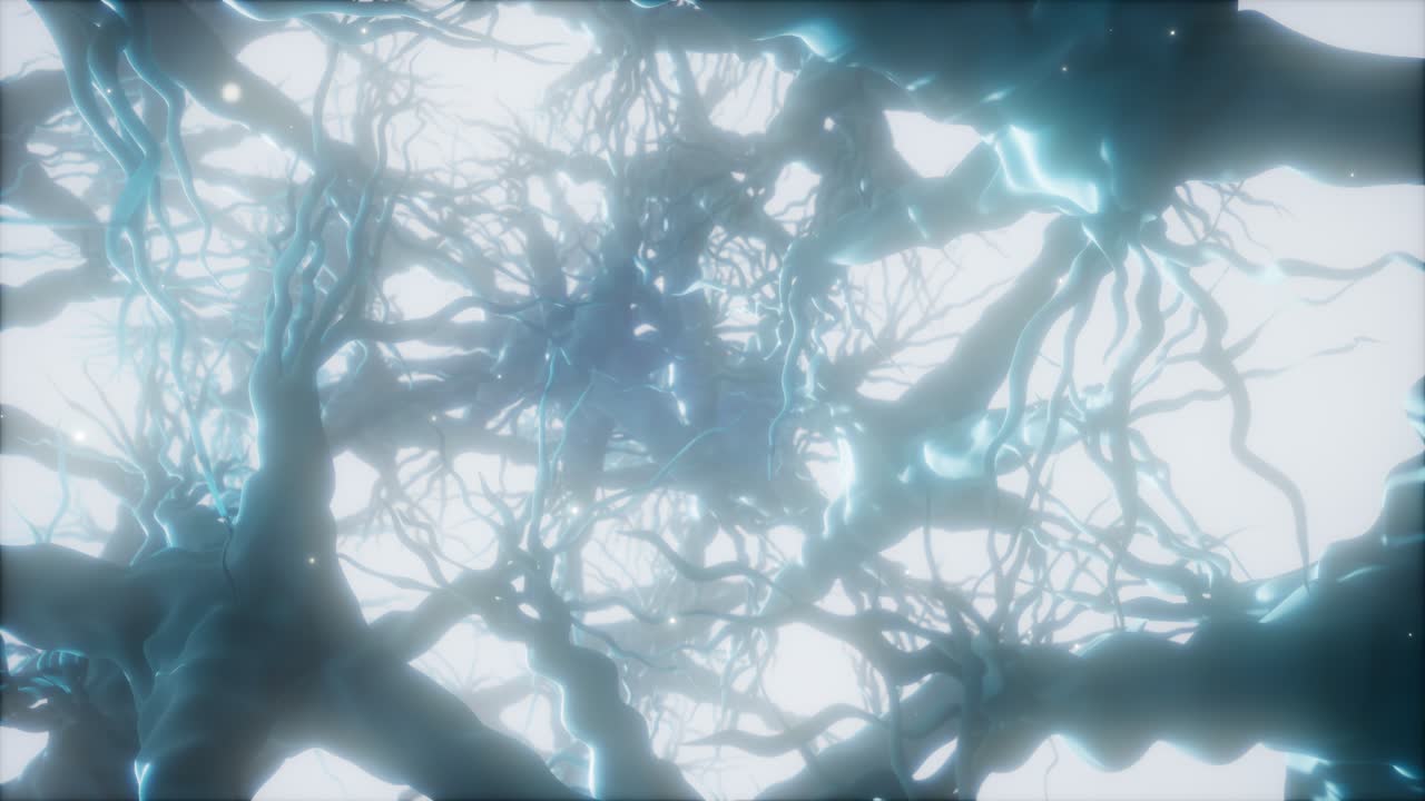 viaje a través de una red de células neuronales dentro del cerebro