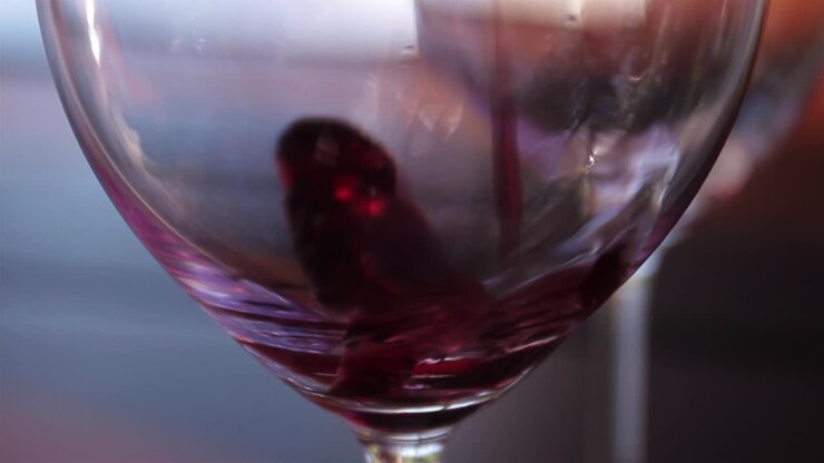 vertiendo vino rojo en una copa de vino