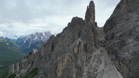 awesome rugged peaks of towers of mordor in dolomites, italy