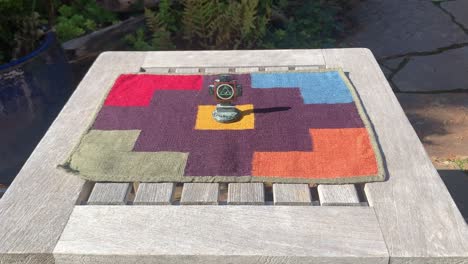 chakana  on the table outdoor. zoom-in