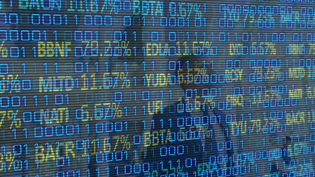 animación de datos financieros sobre los empresarios en el fondo