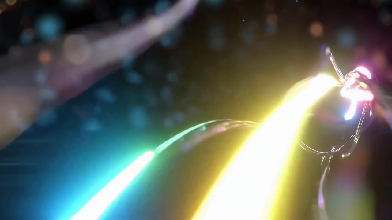Scie luminose dinamiche e particelle in una rete futuristica