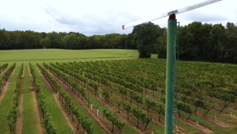 tiro ariel de viñedo con molino de viento en primer plano, clemmons nc
