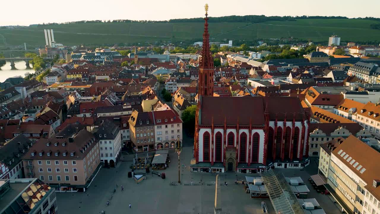 Aerial View of Würzburg, Germany, with the Marienkapelle and Historic Cityscape